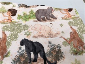 Bomuldsjersey - med Mowgli, Bagheera og Kong Louis mm